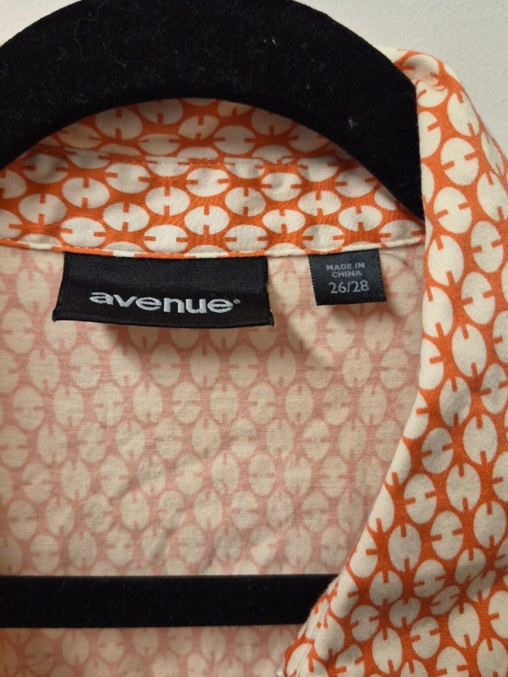 Avenue Stretch Cotton Blouse Size 26 (4X) Peach and Cream Short Sleeve - Picture 5 of 8